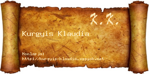 Kurgyis Klaudia névjegykártya
